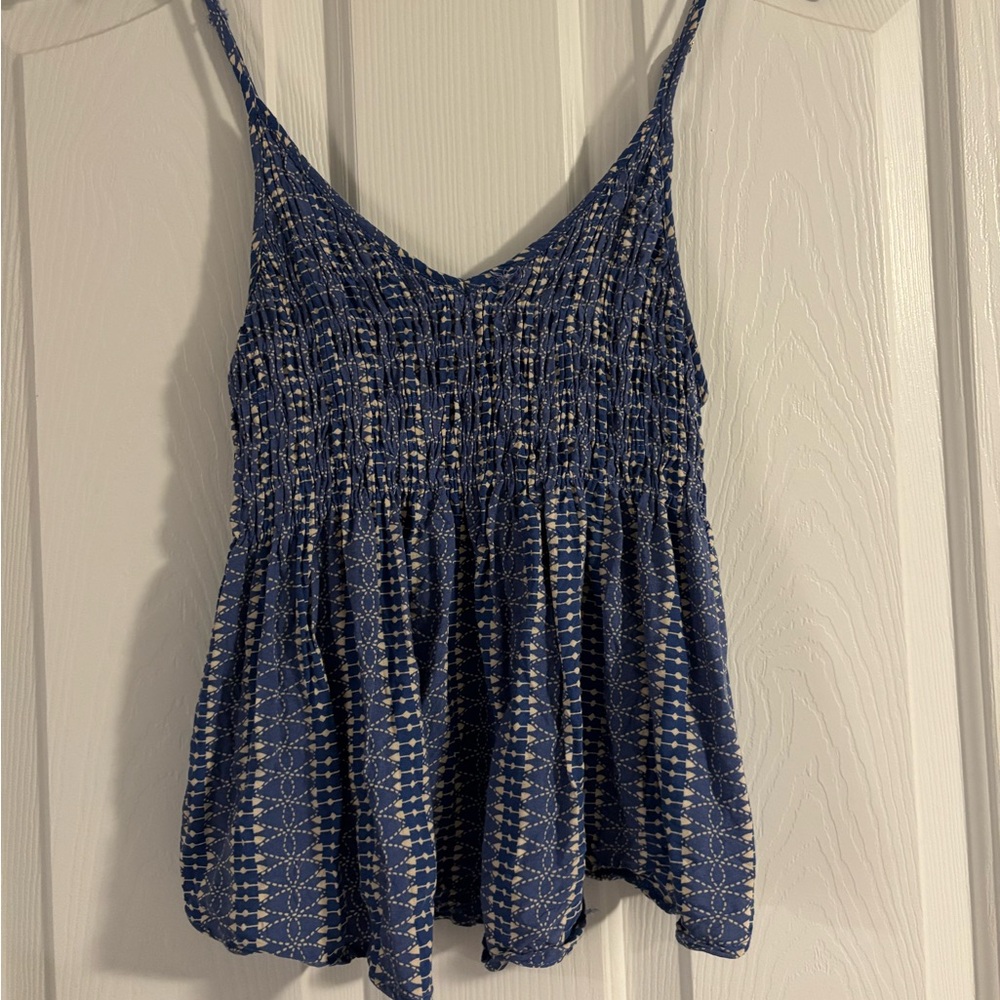 Blue and White Women's Top